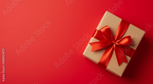 Wallpaper Mural A wrapped gift box with a red ribbon and bow. Torontodigital.ca