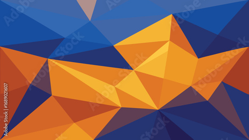 Abstract Geometric Low Poly Crown Shape in Blue and Orange Tones vector illustration