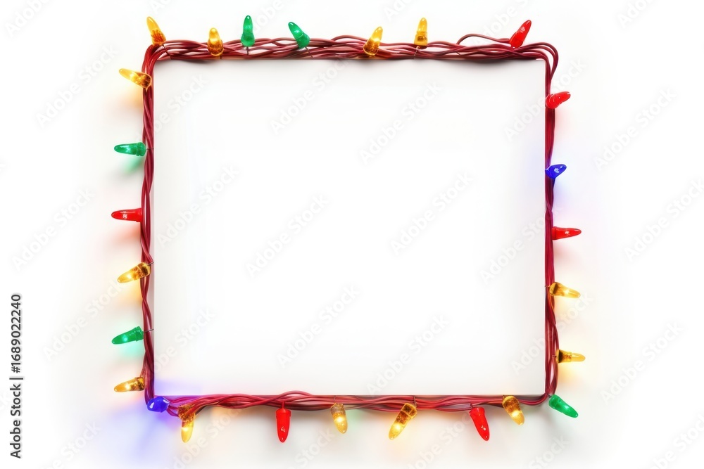 Obraz premium Christmas frame of lights white background illuminated celebration.