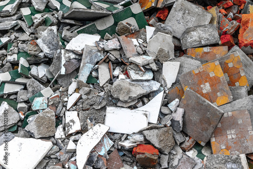 Wallpaper Mural Pile of broken colorful tiles and concrete debris Torontodigital.ca