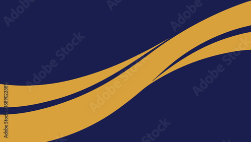 Abstract Golden Waves on Dark Blue Background yellow
