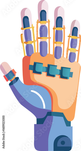 Advanced robotic prosthetic hand vector illustration future technology design