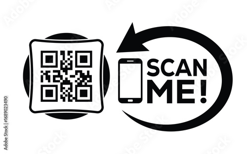 QR code scan icon set. Scan me frame. QR code scan for smartphone. QR code for mobile app, payment and identification. Vector illustration.