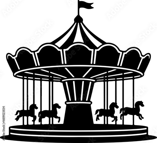 Carousel black silhouette vector illustration