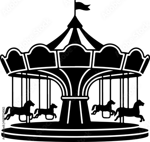 Carousel black silhouette vector illustration