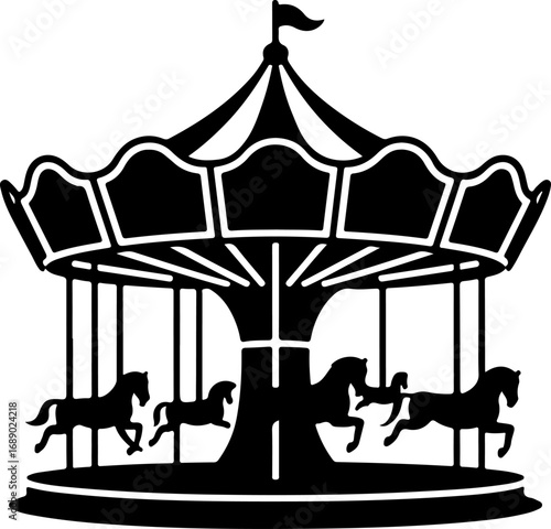 Carousel black silhouette vector illustration