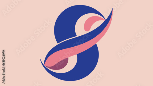 Abstract Swirl Design with Blue Pink and Purple Hues on Light Pink Background shape curve