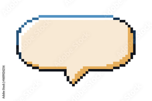 Pixel Art Speech Bubble Design with Beige Fill on White Background
