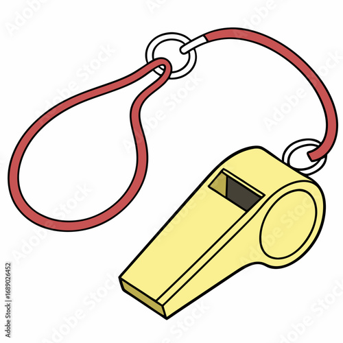Yellow Whistle with Red Lanyard Illustration