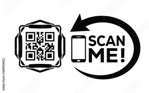 QR code scan icon set. Scan me frame. QR code scan for smartphone. QR code for mobile app, payment and identification. Vector illustration.