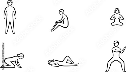 set of grounded position outline icon vector

