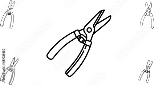 A set of outline vector icons for hedge clippers.

