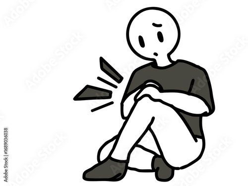 膝の不調に困る人 黒シャツのイラスト