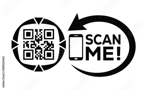 QR code scan icon set. Scan me frame. QR code scan for smartphone. QR code for mobile app, payment and identification. Vector illustration.