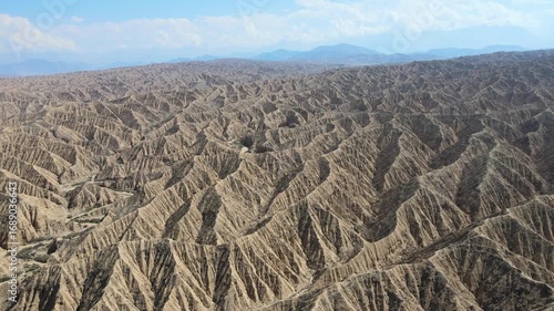 The aerial view of Ak Sai Canyon in Kyrgyzstan