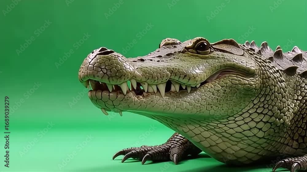 custom made wallpaper toronto digitalClose-up of a fierce alligator with sharp teeth on a vibrant green background