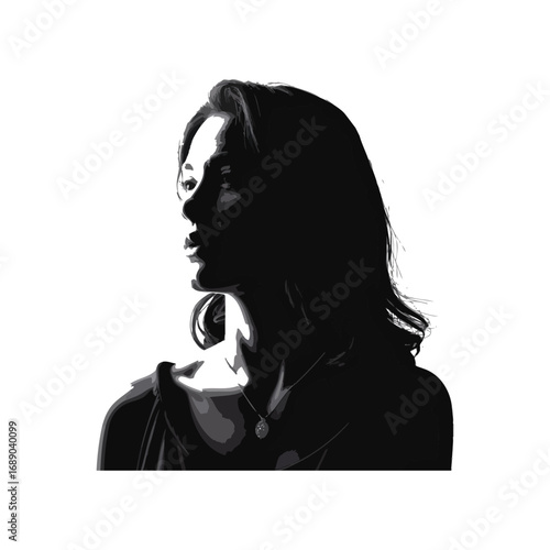 Contemplative Woman Silhouette Illustration for Portrait and Thoughtful Design Themes