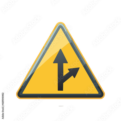 Right Merge Arrow Road Sign on Triangle - AI Generated