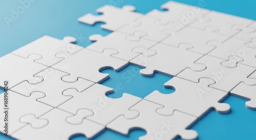 Wallpaper Mural Missing Puzzle Piece on Blue: Business Solution and Strategy Concept Torontodigital.ca