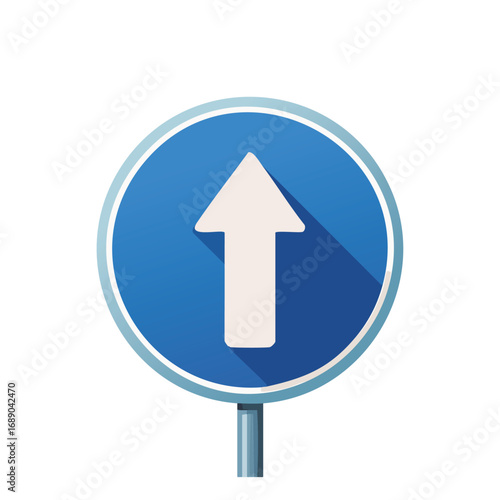 Blue Round Traffic Sign Showing Upward Direction - AI Generated