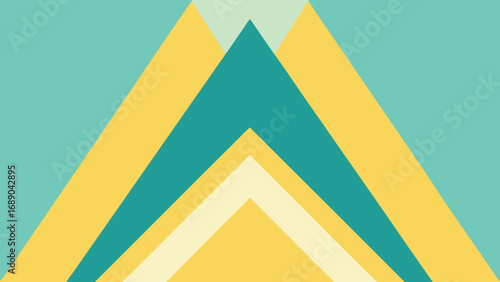 Geometric Abstract Mountain Peak Design with Teal Yellow and Cream Colors background pattern