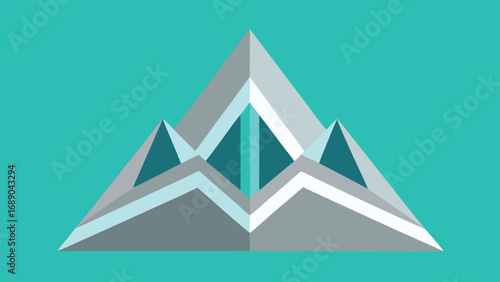 Geometric Abstract Mountain Peaks with Teal Background vector illustration