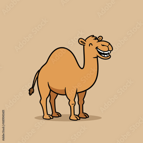 Cartoon Camel with a Giggle - A Cheerful, Drawn Camel.