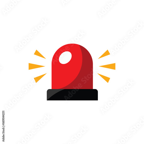 Red emergency siren light icon with flashing rays, symbolizing alarm, warning, danger, and alert situations. Perfect for posters, banners, apps, websites, or safety-related design projects.
