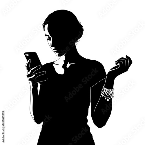 silhouette of woman chatting someone