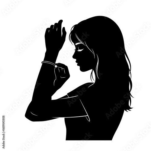 silhouette of a young woman with a camera