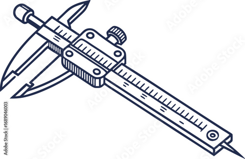 An isolated Swiss Army Knife with a vernier caliper tool is used for metal measurement