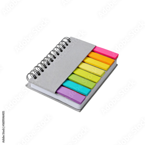 Spiral Notebook with Rainbow Color Sticky Notes