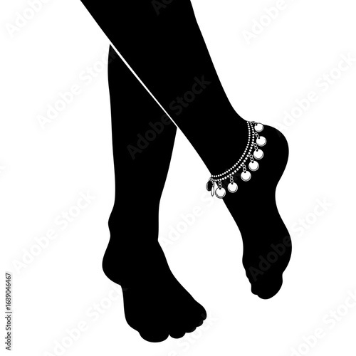 female legs in black anklet