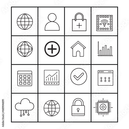 Digital Network Security Icons