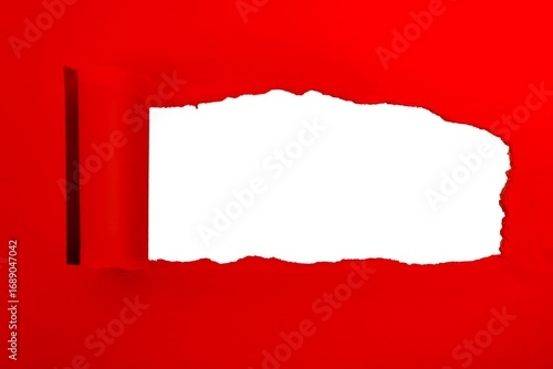 Wallpaper Mural Red torn paper revealing white space. Torontodigital.ca