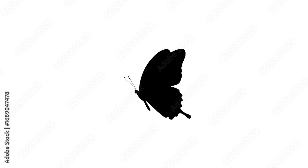 Obraz premium Butterfly Silhouette: A minimalist and striking silhouette of a butterfly, perfectly capturing its delicate form against the backdrop, inviting the viewer to contemplate the beauty of simplicity.