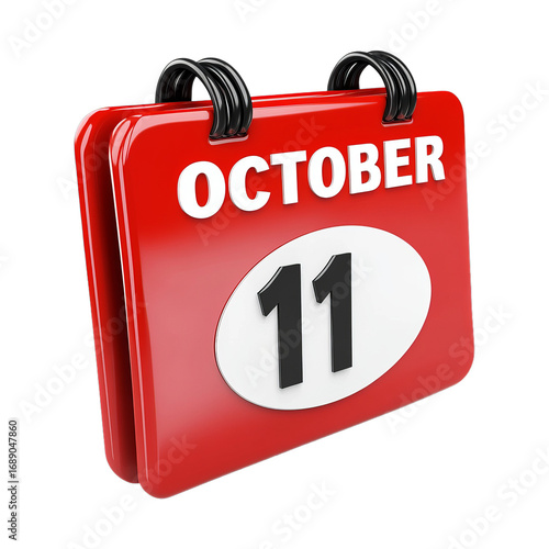 October 11 Date Reminder in 3D Calendar Style