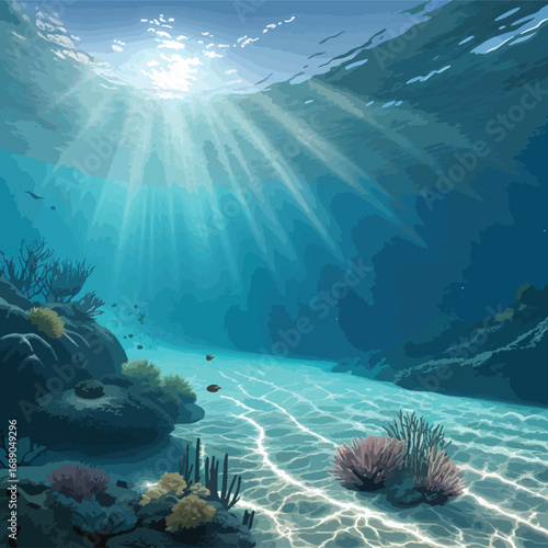 underwater scene with coral reef