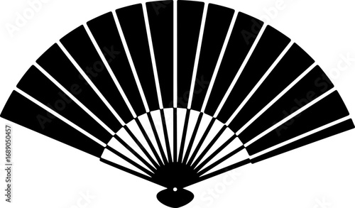 Hand fan black silhouette vector illustration