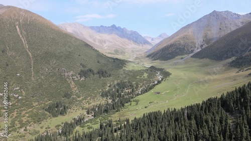 The aerial view of the Semenovka Gorge in Kyrgyzstan