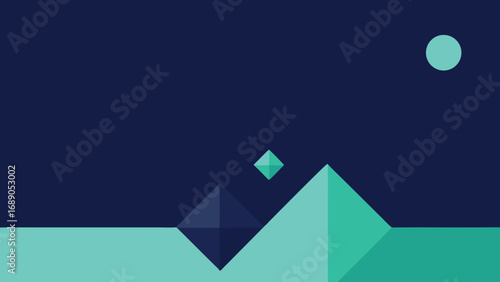Geometric Mountain Landscape with Sun and Moon abstract mountains