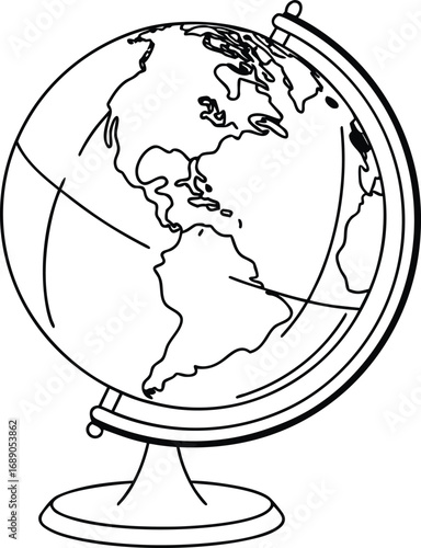globe on a stand vector, globe vector, earth globe  vector illustration, world map globe vector, north America globe vector, south America globe vector, minimal globe vector design