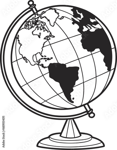 globe on a stand vector, globe vector, earth globe  vector illustration, world map globe vector, north America globe vector, south America globe vector, minimal globe vector design