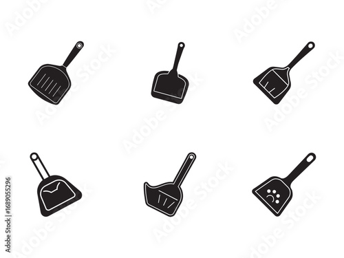 Black and White Spatula Icons Collection Vector Illustration of Kitchen Utensils for Cooking and Food Preparation Needs in Minimalist Style