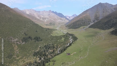 The aerial view of the Semenovka Gorge in Kyrgyzstan