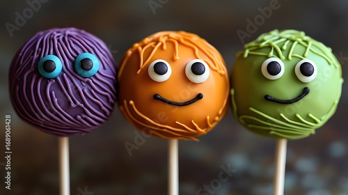 Colorful Monster Cake Pops with Cute Smiley Faces for Parties