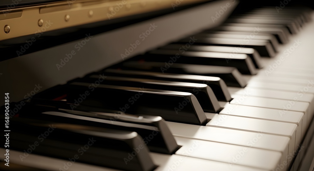 Naklejka premium Side angle of piano keyboard