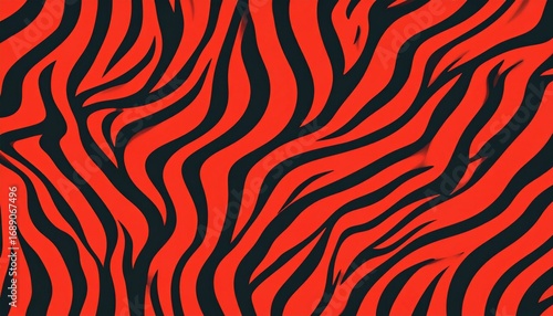 Vibrant abstract pattern with flowing lines in red and black hues