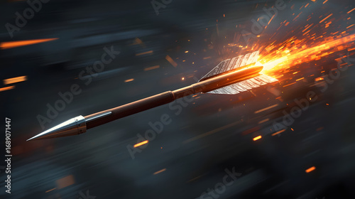 Jet-Piercing Arrow in Firetrail: High-Speed Dart Through Fiery Sparks