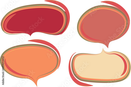 decorative warm colors abstract style speech bubbles with background